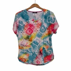 Colorful Tie-Dye Women's Scrub Top